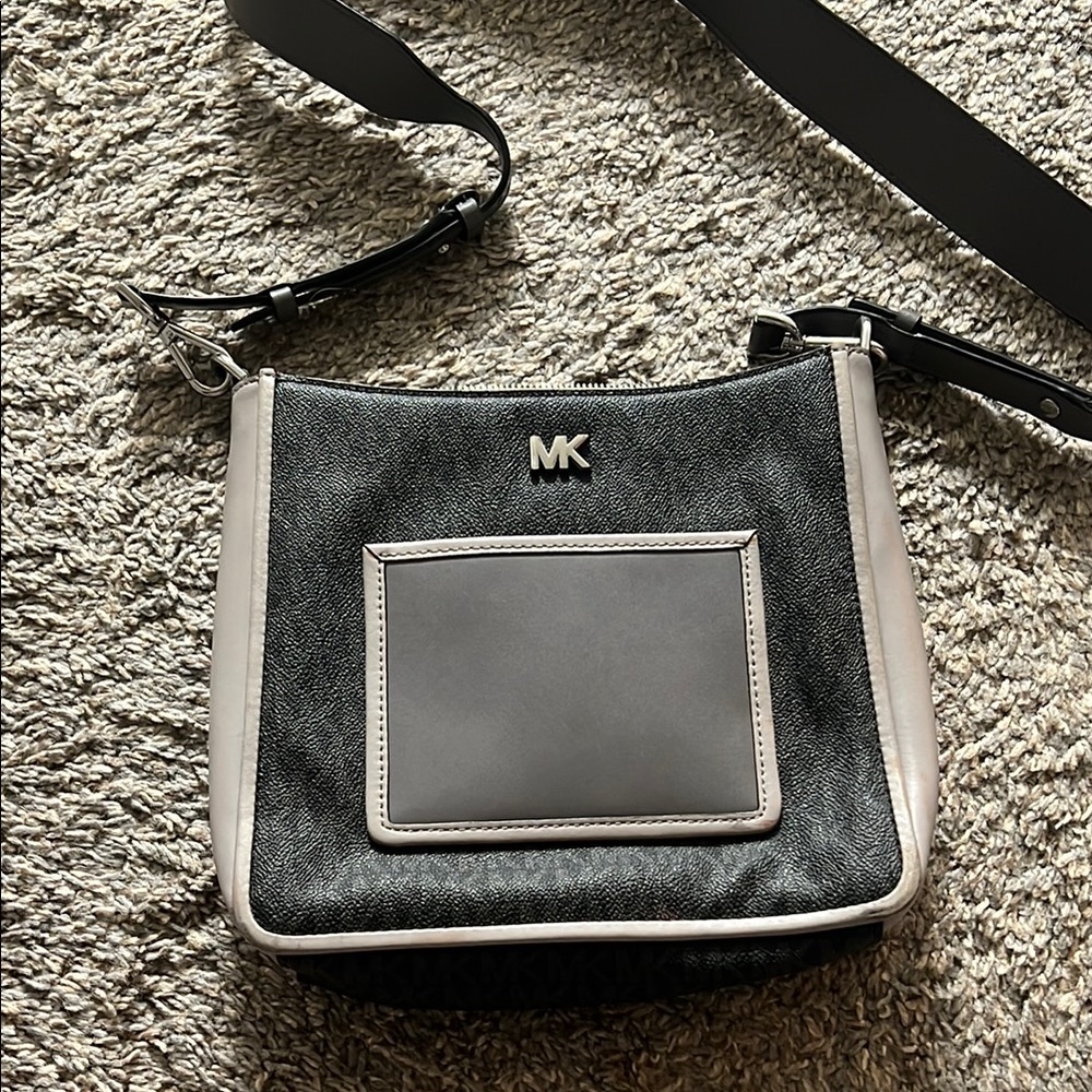 Michael Kors Black and Gray Messenger Bag with Monogram
